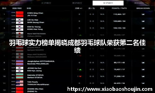 羽毛球实力榜单揭晓成都羽毛球队荣获第二名佳绩